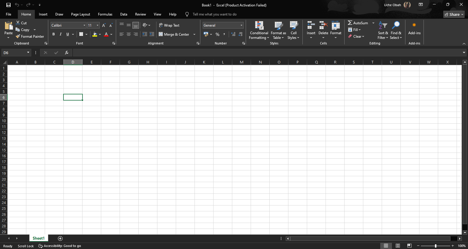 Excel interface showing ribbon, formula bar, worksheet grid, and sheet tabs